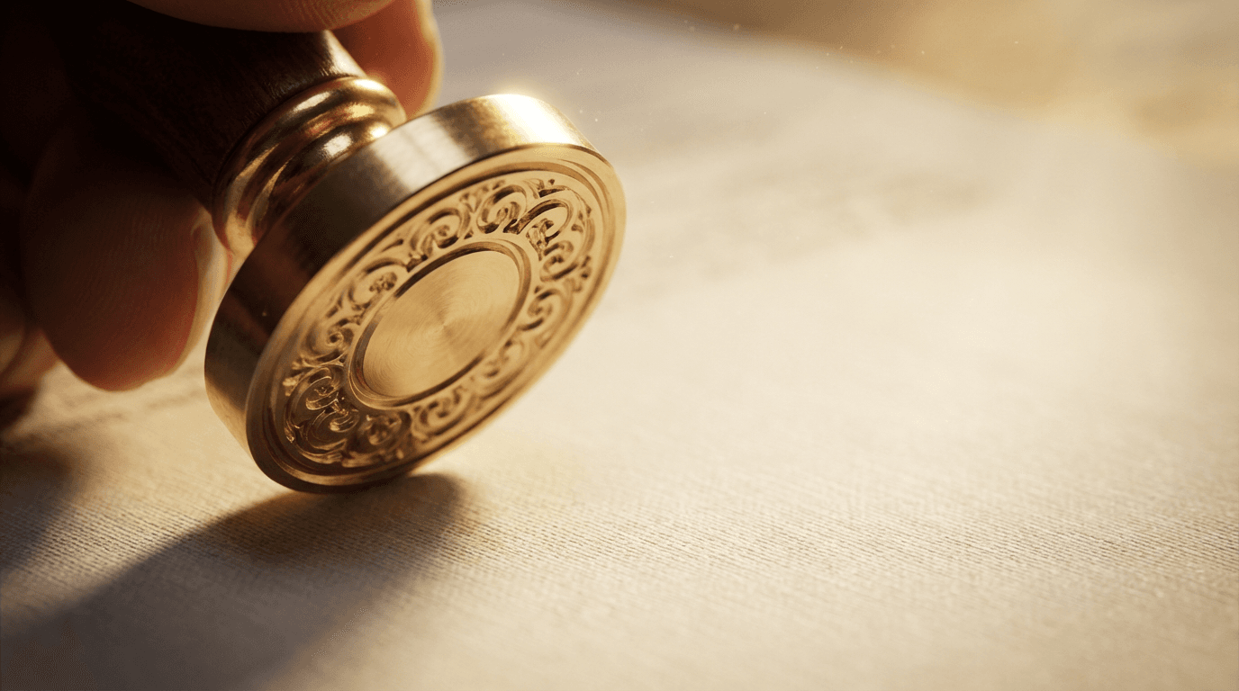Notary seal impression on official paperwork